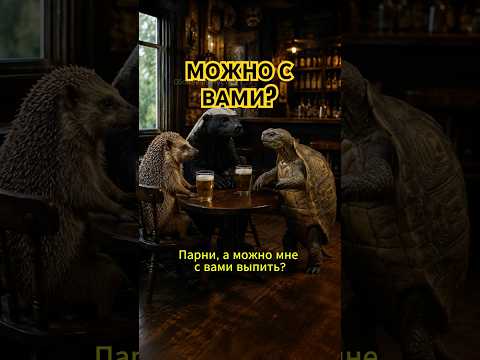 Ёжик и медоед в баре - #мем  #анекдоты #юмор #нейросеть #hailuoai #minimax #hailuo02