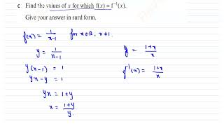 Cambridge AS and A level#Chapter 2#Inverse functions#Exercise 2C(14)#Find an expression for f invers