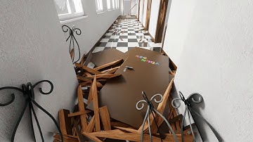 Corridor Destruction, Blender Eevee Animation, rigid body simulation, physics
