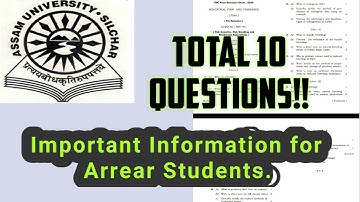 AUS || Important Question Paper information for 2nd and 4th sem arrear papers.A must watch video.