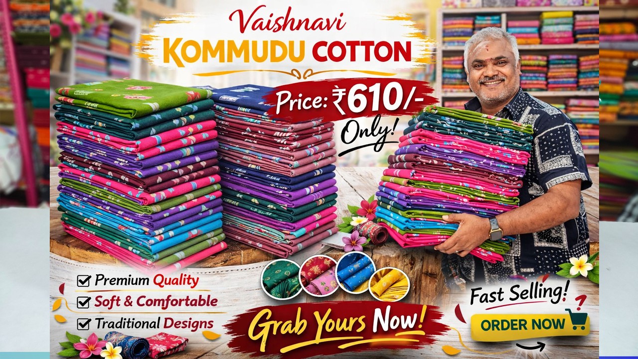 🔥₹610-ku ippadi oru Rich Look Cotton Saree 😱 வைஷ்ணவி 120 Counts Kommudu Cotton | KLMN Fashion |