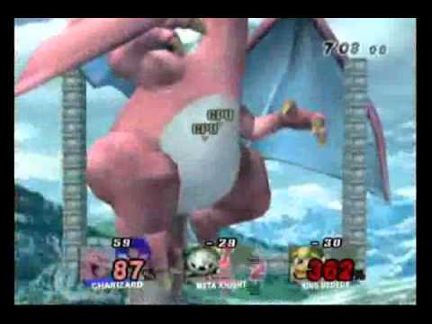 SSBB: Giant Charizard vs Meta Knight and King Dedede