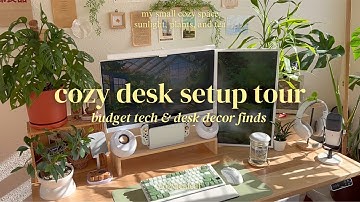 cozy desk setup tour 🍃✨ pinterest, aesthetic, budget-friendly tech & decor finds for gaming