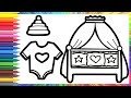 How to draw a crib and a T-shirt/Как нарисовать кроватку и футболку