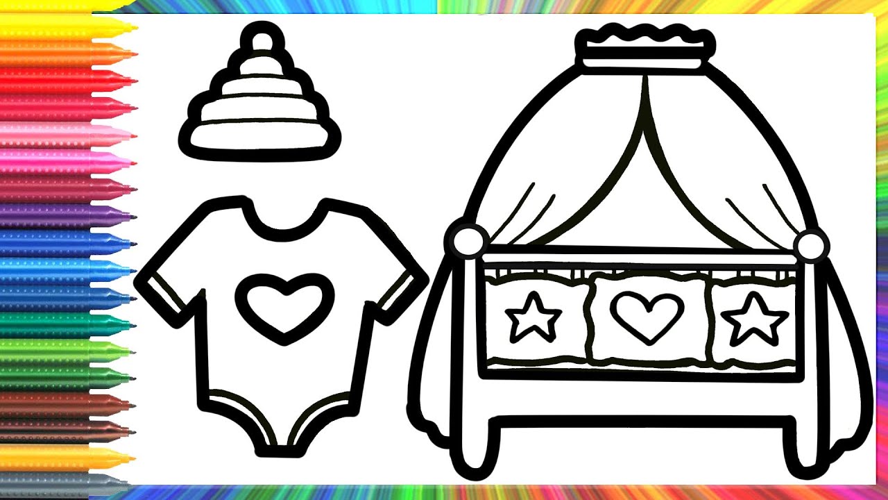 How to draw a crib and a Tshirt/Как нарисовать кроватку и футболку