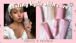 KYLIE SKIN FIRST IMPRESSION REVIEW + DEMO + SWATCHES ☆ WALNUT SCRUB COMPARISON +  (oily, acne, skin)