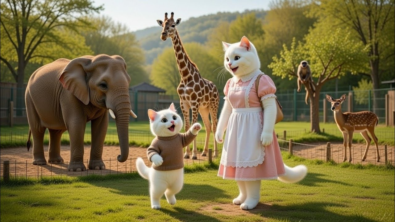 Sweet Mom Cat Makes Kitten’s Dream Come True at the Animal Park 