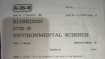 Jkbose 11th Class EVS Previous Year Papers