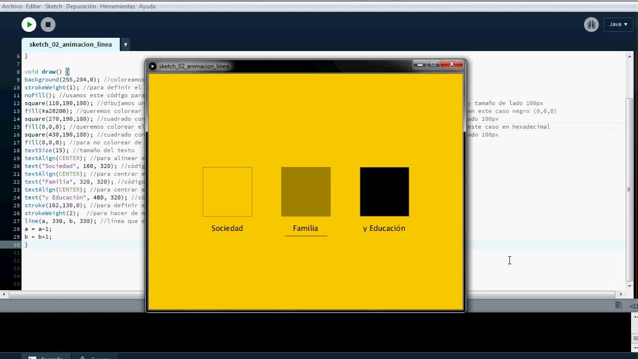 Pequeña animación realizada en Processing - YouTube