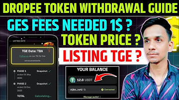 DROPEE TOKEN WITHDRAWAL UPDATE ✨ DROPEE AIRDROP NEW UPDATE 🔥DROPEE TOKEN PRICE PREDICTION~DROPEE TGE
