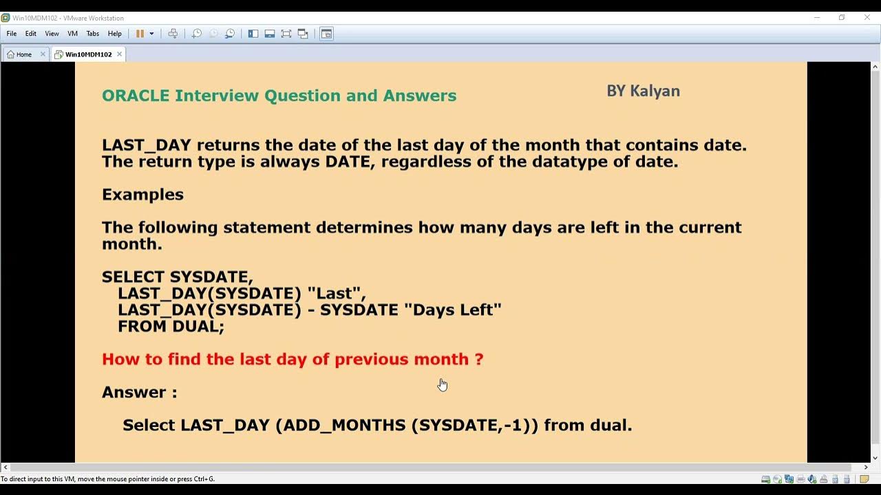 Oracle Fundamentals, Oracle interview question and answers, Last_day of ...
