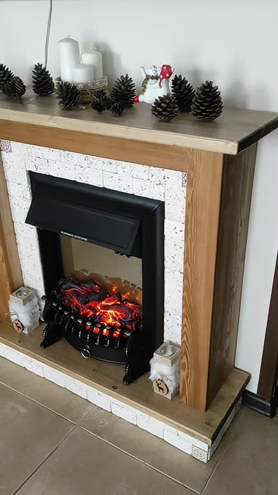 Портал из натурального дерева цвета орех для электрического камина ...