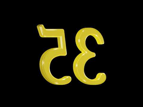 Gold number 35 animation on black background, seamless looping, screensaver, 4K