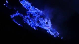Kawah Ijen: blue fire from burning sulfur