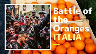 [ITALY Ivrea] Battle of the Oranges Carnival: Battaglia delle Arance. Carnivale d'Ivrea, Italia 2018