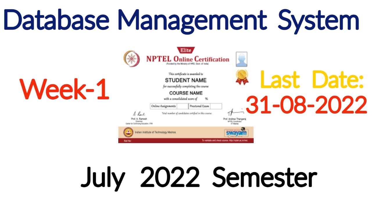 database management system nptel week 1 assignment answers