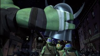 Tmnt 2012 The Turtles Gets Shredders Helmet & Footbots Attack