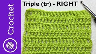 How to Triple Crochet - Beginner Crochet Lesson 4 - Right Handed (CC)