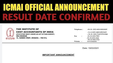 ICMAI OFFICIAL ANNOUNCEMENT JANUARY 2021 RESULT