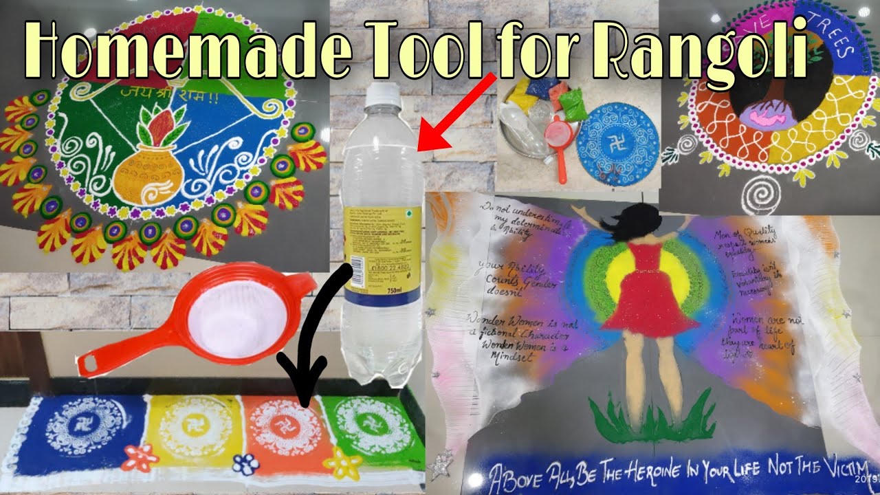 Learn to make homemade Tool to create Rangoli DIY tool 4 RangoliCreative ideas Quick trick