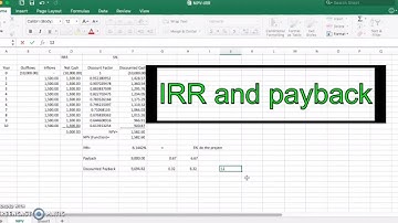 IRR and Payback Period