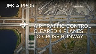 Close call at JFK airport after multiple planes were told to cross runway at the same time