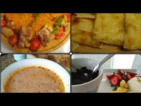 Yemek Menüsü Pratik Tarifler 2 / Yayla Çorbası/Bulgur Pilavı/Fırın Tavuk/Gözleme /Fondü Dondurmalı.