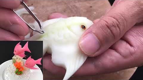 Tỉa con cá từ quả đu đủ#Dammecattia#ChefDoVanA