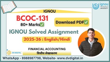 IGNOU BCOC 131 Solved Assignment PDF 2025 2026  Hindi Medium