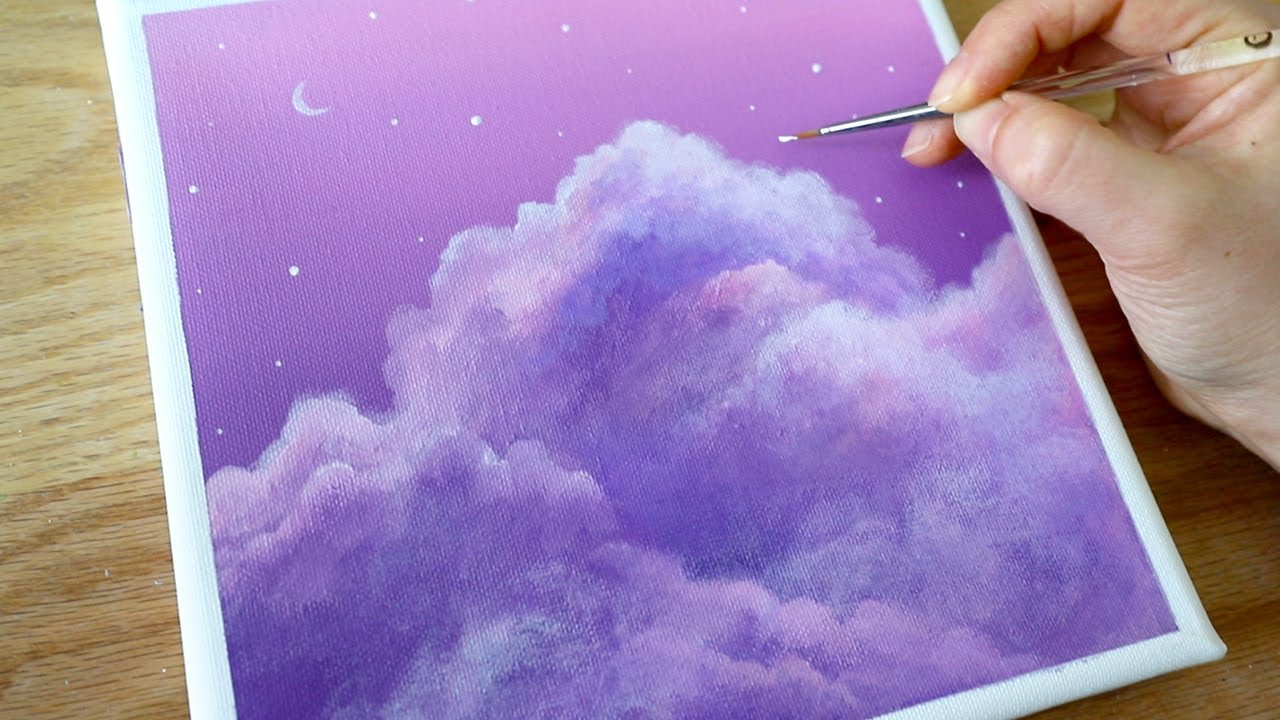 How to Purple Cloud Painting ☁️