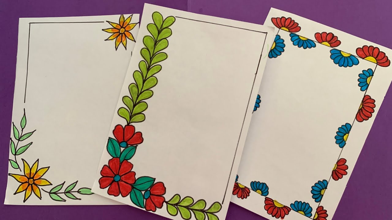 Chart Paper Decoration/3Beautiful Border designs on paper for project  work/border designs to draw, Chart Paper Decoration/3Beautiful Border  designs on paper for project work/border designs to draw #priyacreations  #borderdesigntodraw