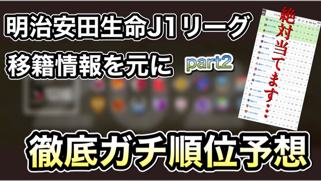 21j1順位予想 ガチ徹底考察で必ず当てます Part2 Youtube