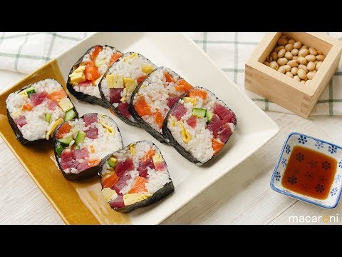ぎゅうぎゅう詰めてボリューム満点！ 牛乳パックで ちらし 太巻き のレシピ 作り方