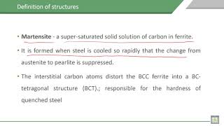 Material Science - 1 | C8-L7 | Definition of structures, Cementite, Martensite, and Ledeburite