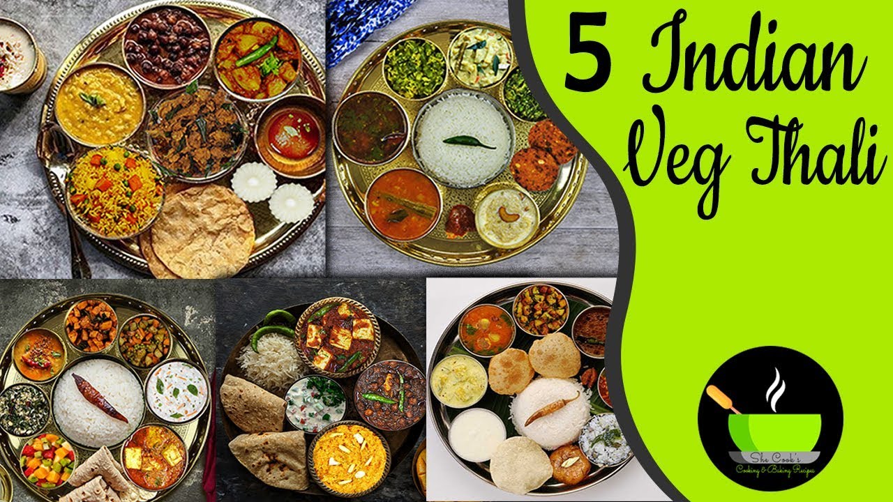 5 Indian Veg Thali Recipes | North Indian Veg Thali | South Indian Veg Thali | Full Meals | She Cooks