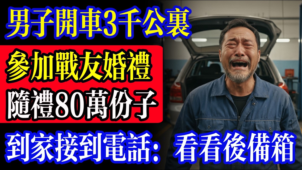 男子開3千公里參加戰友婚禮，隨禮8萬，到家接到電話：看看後備箱。打開那刻瞬間淚崩！