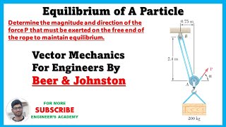 Determine the magnitude and direction of the force P ( Equilibrium of a Particle ) Engineers Academy