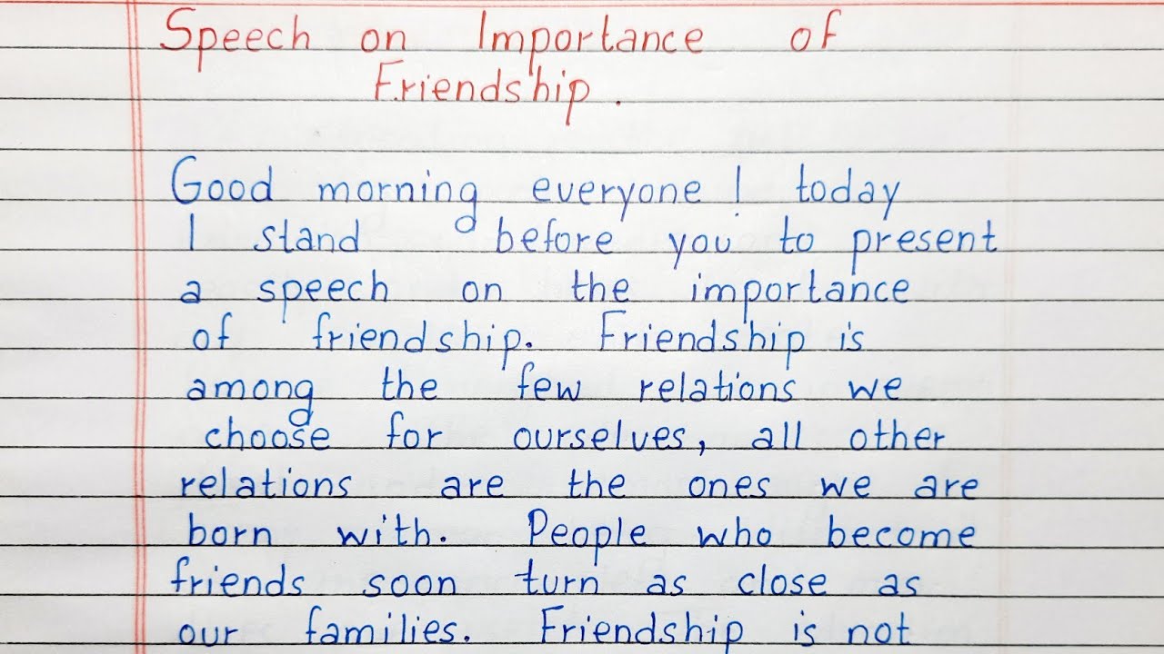 short speech on friendship for class 9