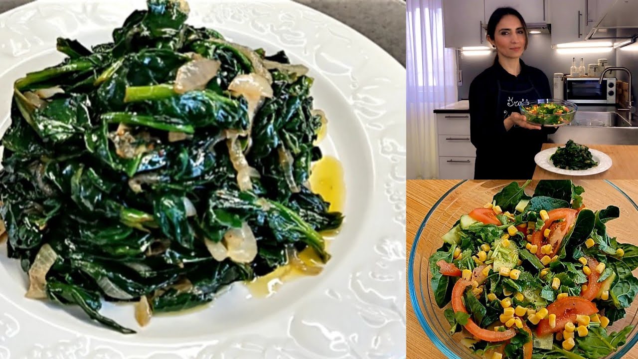 Ինչ Եփել Այսօր!! Տապակած Սպանախ! Համեղ Աղցան Սպանախով! Сразу Два рецепта из Шпината! #պահք #салат