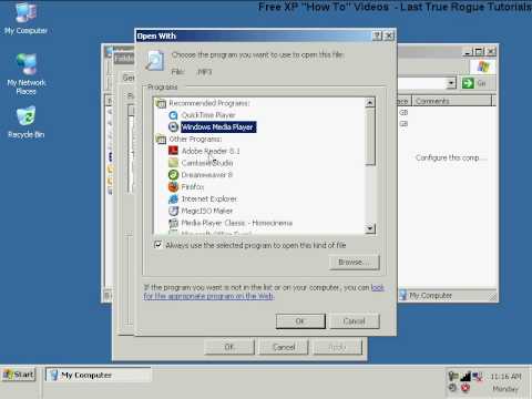 Windows XP BASICS - Manually Change File Extension Associations (Example Here MP3)