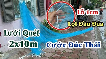 LƯỚI QUÉT CƯỚC ĐÚC THÁI . CAO 2m x 10m Túi 5m Mắt 1cm . Kéo Không Thấm Nước, Chân Chì Đúc Lỗ
