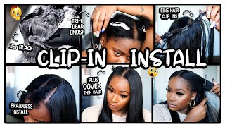 BRAIDLESS Clip In Install On Short Natural Hair | Fine Thin Hair Friendly + How To Cover Bald Spots