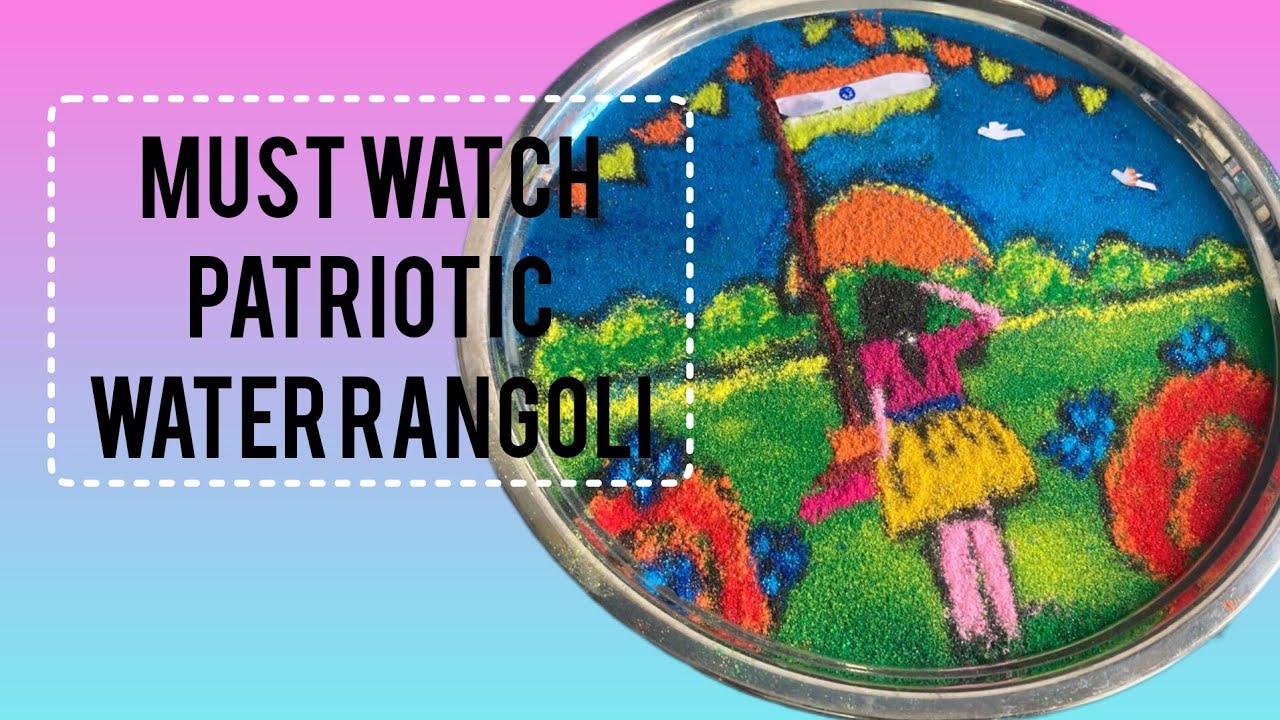 How to draw a patriotic scene on water with rangoli colors❤️❤️❤️