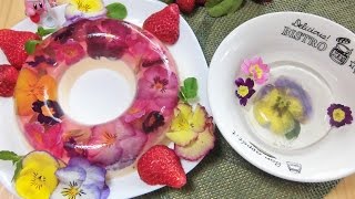 【食べられる花】ゼリーババロアと水信玄餅【エディブルフラワー】