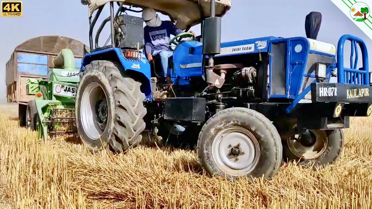 straw reaper used in punjab with customized sonalika tractor
