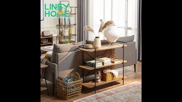 LINSY HOME 3-Tier Industrial Sofa Console Table