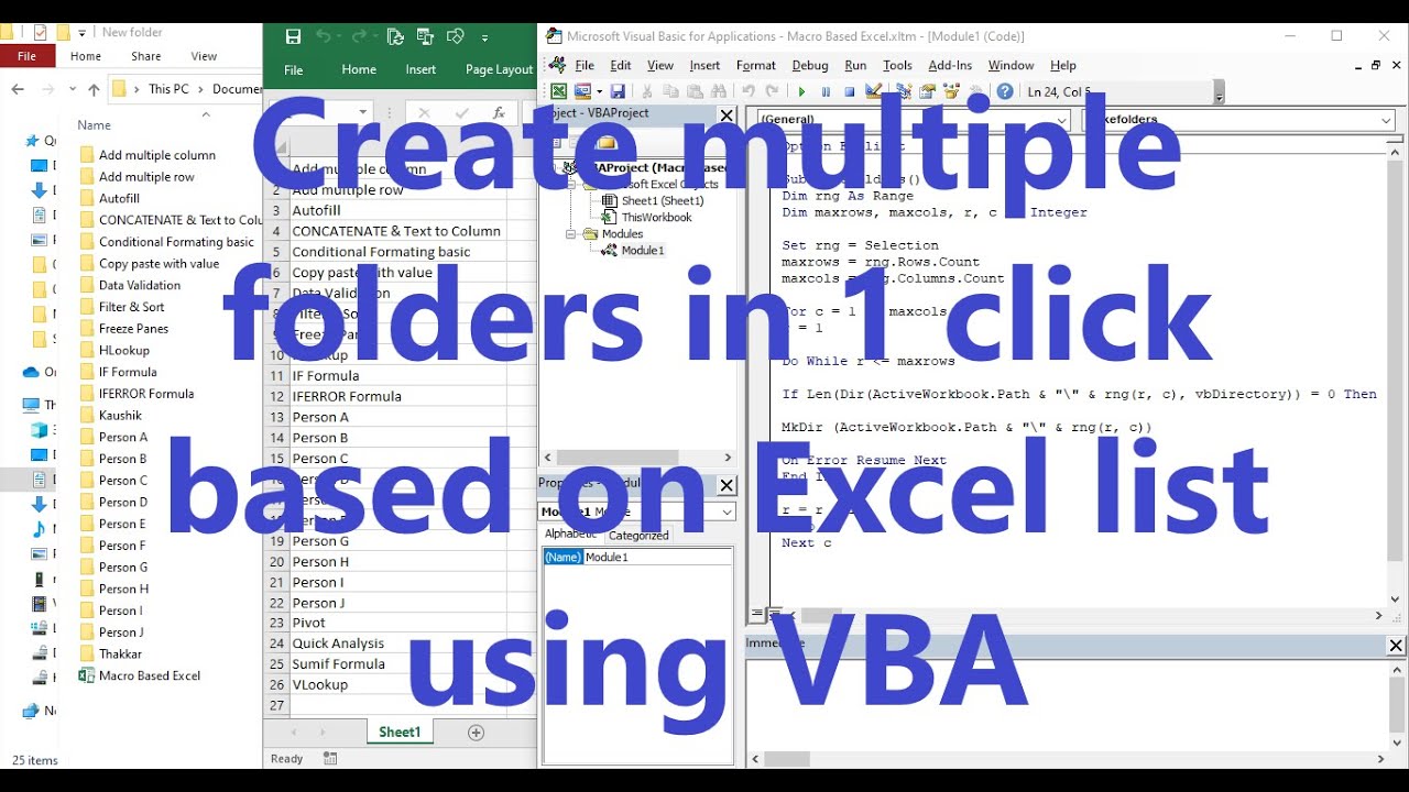 create-multiple-folders-in-1-click-based-on-excel-list-using-vba-youtube