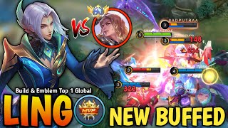 Ling New Buff with Best Build & Emblem VS Top Global Lancelot (HARD GAME) - Build Top 1 Global Ling