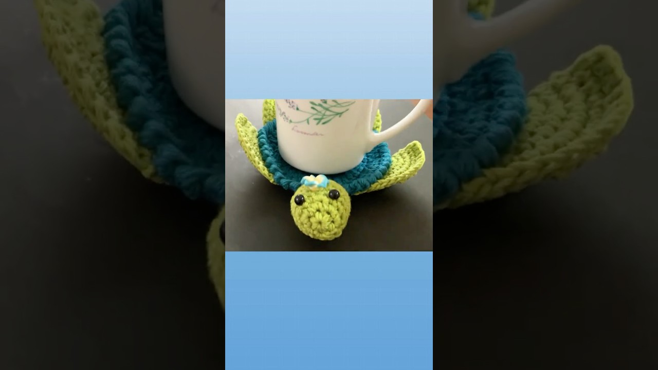 かぎ針編み🧶】ポップアップ式 カメ（亀）のコースター🐢 Crochet Pop