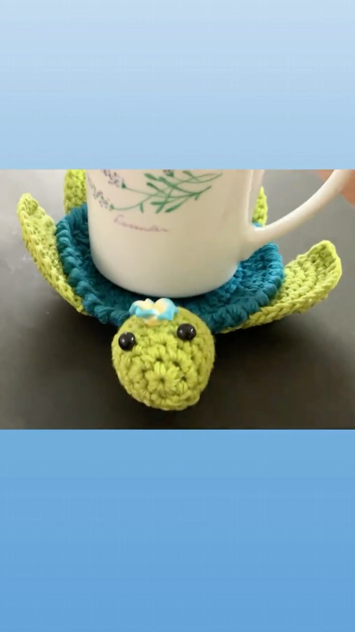 かぎ針編み🧶】ポップアップ式 カメ（亀）のコースター🐢 Crochet Pop